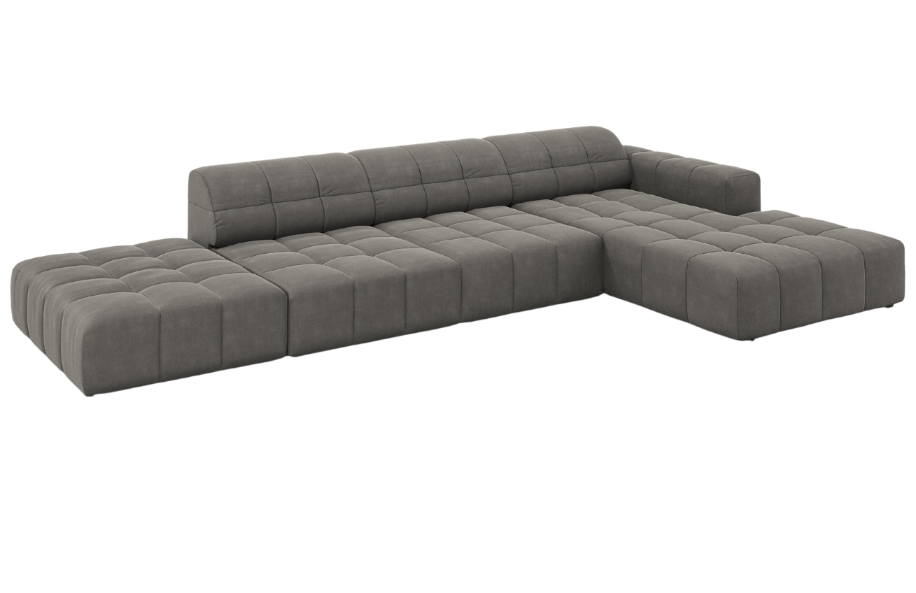 Cosmopolitan Design Šedá sametová rohová pohovka Chicago 341 cm