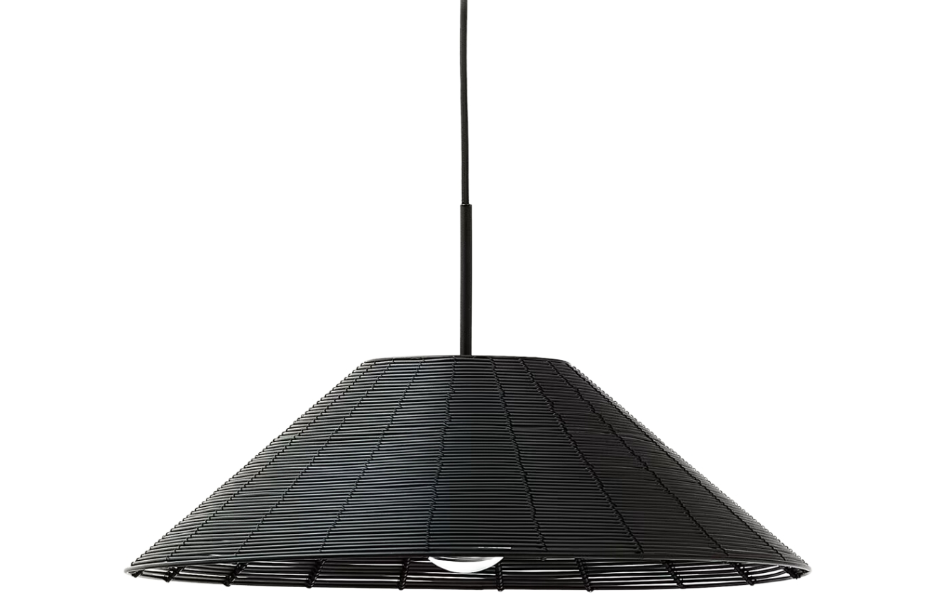 Kave Home Černé stínidlo z umělého ratanu Saranella ⌀ 50 cm