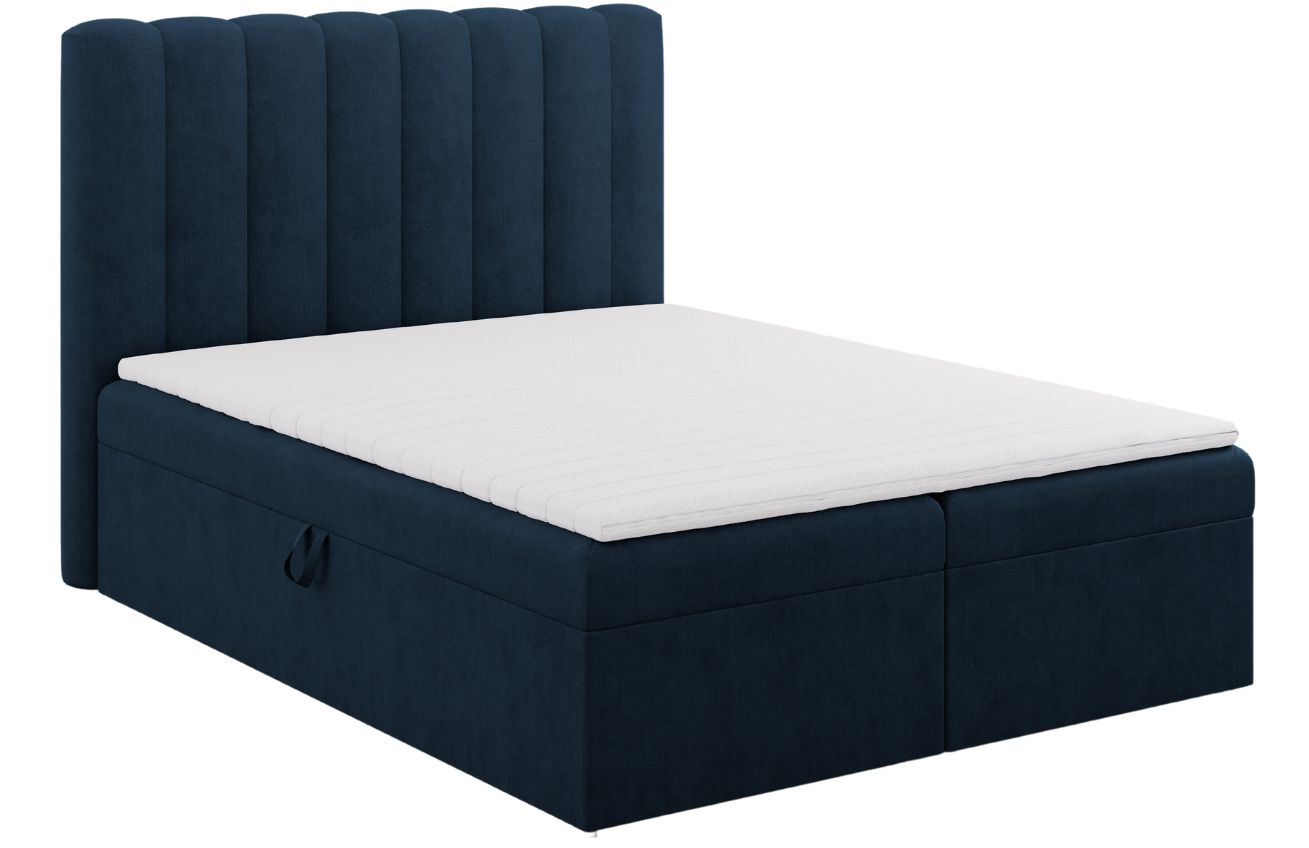 Micadoni Královsky modrá boxspring postel Kelp 180 x 200 cm