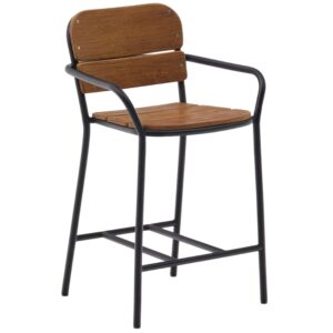 Kave Home Hnědá dřevěná barová židle Algueret 66 cm