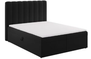Micadoni Černá sametová boxspring postel Kelp 160 x 200 cm