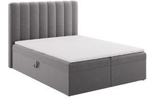 Micadoni Šedá sametová boxspring postel Kelp 160 x 200 cm