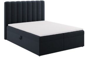 Micadoni Tmavě modrá sametová boxspring postel Kelp 160 x 200 cm