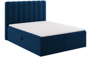 Micadoni Královsky modrá sametová boxspring postel Kelp 160 x 200 cm
