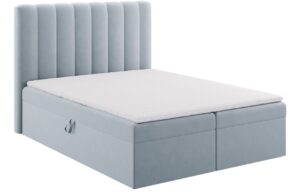 Micadoni Světle modrá sametová boxspring postel Kelp 160 x 200 cm
