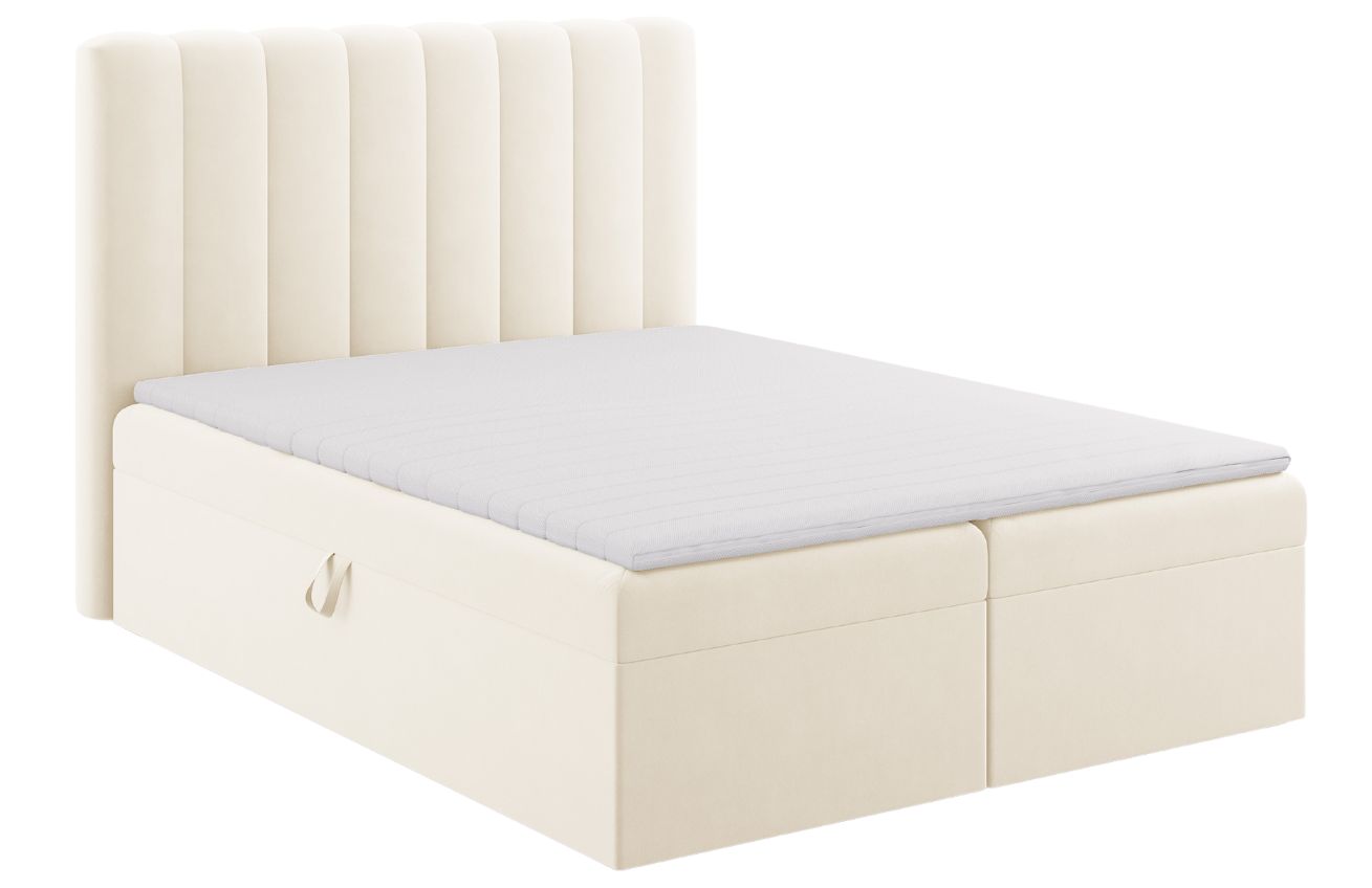 Micadoni Béžová sametová boxspring postel Kelp 160 x 200 cm