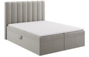 Micadoni Světle šedá sametová boxspring postel Kelp 180 x 200 cm