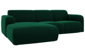 Windsor & Co Lahvově zelená sametová rohová pohovka Lola 250 cm