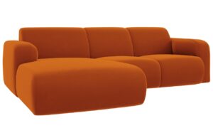 Windsor & Co Terakotově červená sametová rohová pohovka Lola 250 cm