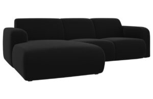 Windsor & Co Černá sametová rohová pohovka Lola 250 cm