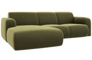 Windsor & Co Světle zelená sametová rohová pohovka Lola 250 cm