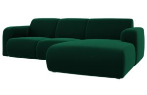 Windsor & Co Lahvově zelená sametová rohová pohovka Lola 250 cm