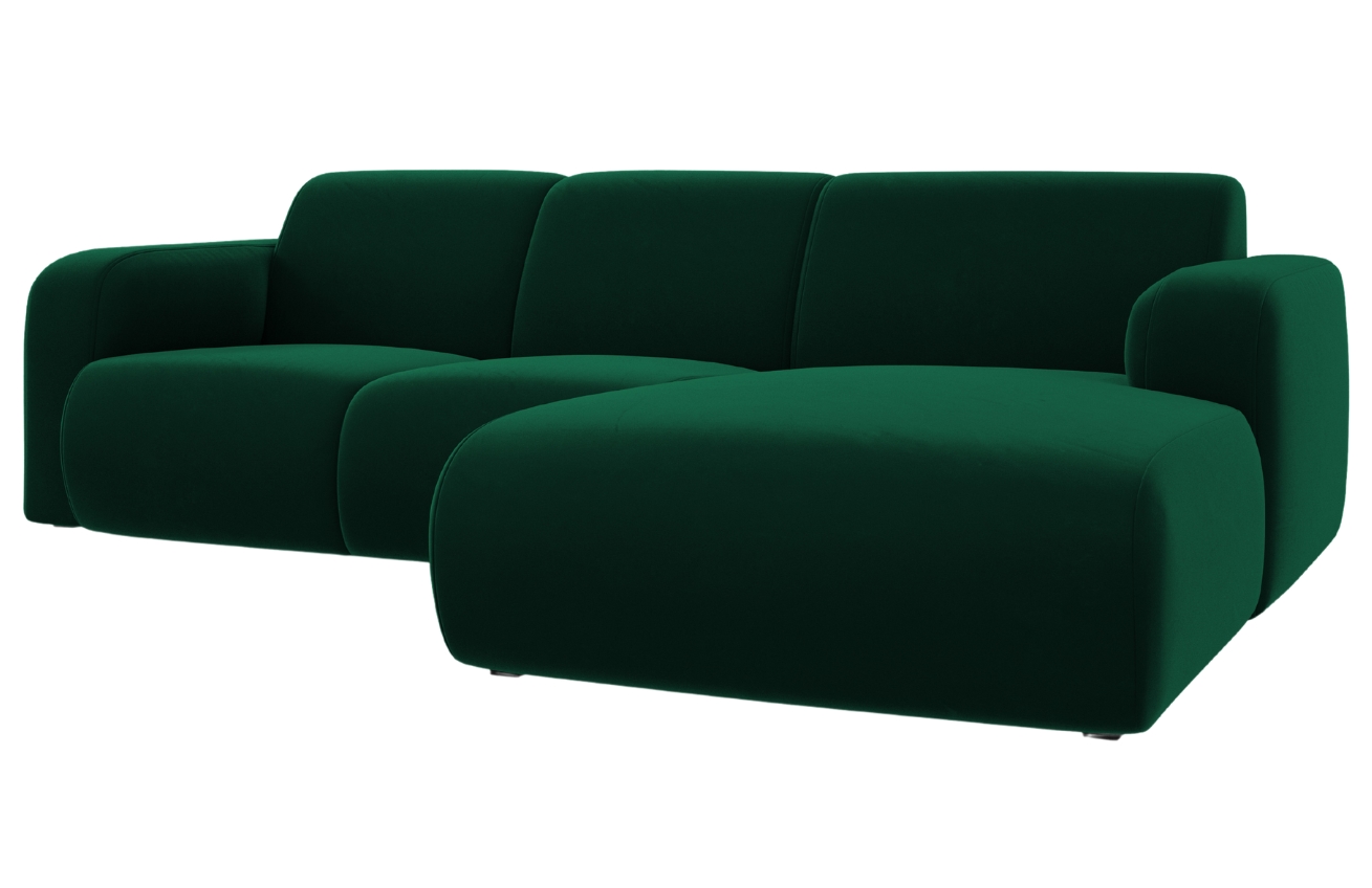 Windsor & Co Lahvově zelená sametová rohová pohovka Lola 250 cm
