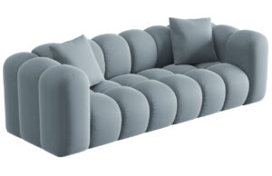 Windsor & Co Světle modrá sametová třímístná pohovka Halley 242 cm