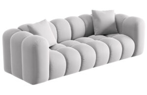 Windsor & Co Světle šedá sametová třímístná pohovka Halley 242 cm