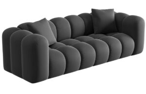 Windsor & Co Šedá sametová třímístná pohovka Halley 242 cm