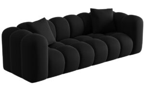 Windsor & Co Černá sametová třímístná pohovka Halley 242 cm