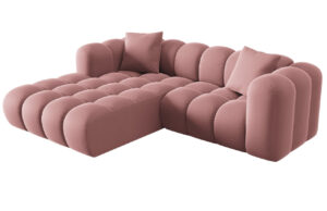 Windsor & Co Růžová sametová rohová pohovka Halley 242 cm