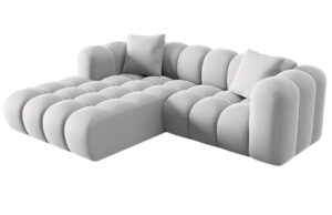 Windsor & Co Světle šedá sametová rohová pohovka Halley 242 cm