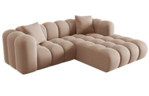 Windsor & Co Béžová sametová rohová pohovka Halley 242 cm