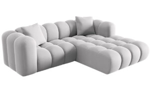 Windsor & Co Světle šedá sametová rohová pohovka Halley 242 cm