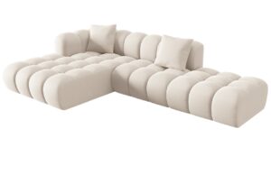Windsor & Co Světle béžová sametová rohová pohovka Halley 309 cm