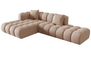 Windsor & Co Béžová sametová rohová pohovka Halley 309 cm