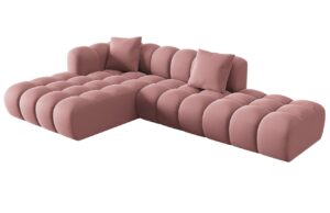 Windsor & Co Růžová sametová rohová pohovka Halley 309 cm