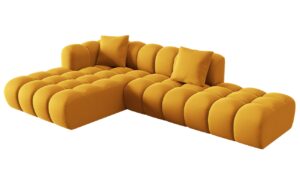 Windsor & Co Žlutá sametová rohová pohovka Halley 309 cm