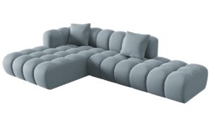 Windsor & Co Světle modrá sametová rohová pohovka Halley 309 cm