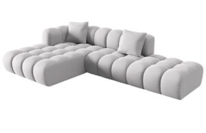 Windsor & Co Světle šedá sametová rohová pohovka Halley 309 cm