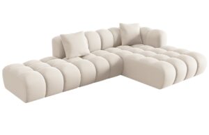 Windsor & Co Světle béžová sametová rohová pohovka Halley 309 cm
