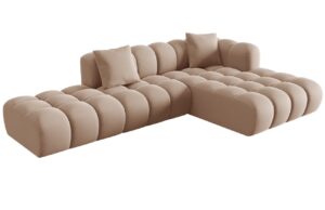 Windsor & Co Béžová sametová rohová pohovka Halley 309 cm
