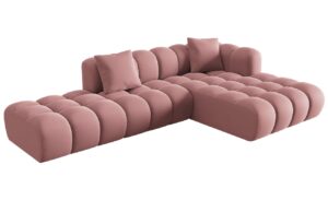 Windsor & Co Růžová sametová rohová pohovka Halley 309 cm