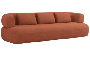Windsor & Co Cihlově červená bouclé čtyřmístná pohovka Aldrin 226 cm