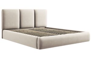 Windsor & Co Světle béžová sametová dvoulůžková postel Horizon 200 x 200 cm s úložným prostorem