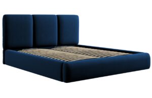 Windsor & Co Královsky modrá sametová dvoulůžková postel Horizon 200 x 200 cm s úložným prostorem