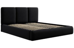 Windsor & Co Černá sametová dvoulůžková postel Horizon 200 x 200 cm s úložným prostorem