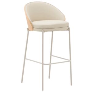 Kave Home Béžová koženková barová židle Eamy 77 cm