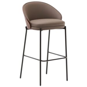 Kave Home Hnědá koženková barová židle Eamy 77 cm