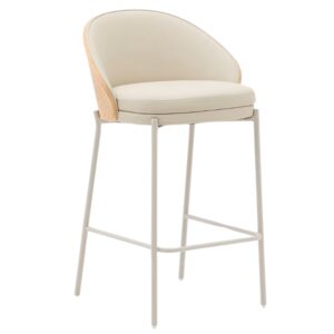 Kave Home Béžová koženková barová židle Eamy 65 cm
