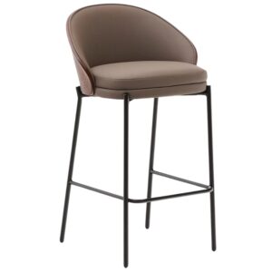 Kave Home Hnědá koženková barová židle Eamy 65 cm