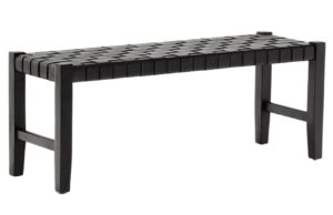 Kave Home Černá kožená lavice Calixta 120 cm