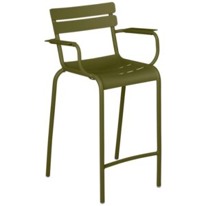 Zelená kovová barová židle Fermob Luxembourg 70 cm - odstín pesto