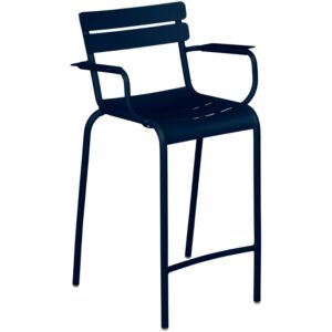Tmavě modrá kovová barová židle Fermob Luxembourg 70 cm