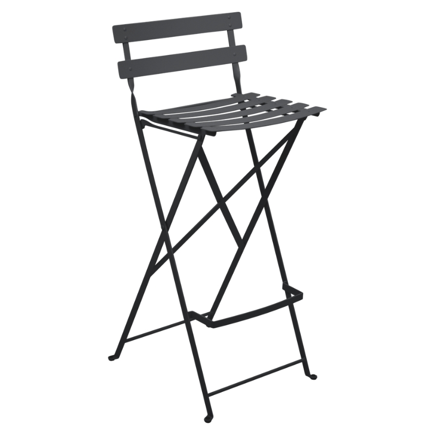 Antracitová kovová skládací barová židle Fermob Bistro 74 cm