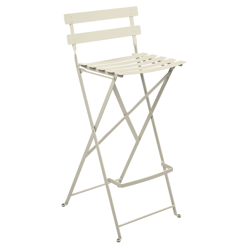 Světle šedá kovová skládací barová židle Fermob Bistro 74 cm