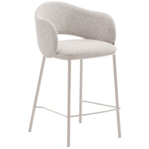 Kave Home Béžová čalouněná barová židle Maina 65 cm
