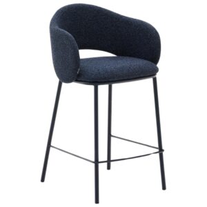 Kave Home Modrá čalouněná barová židle Maina 65 cm
