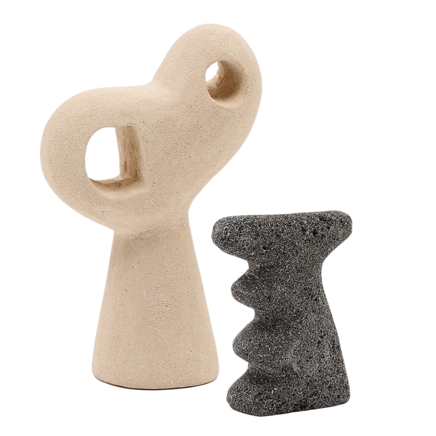 Kave Home Set dvou kamenných sošek Arif 12/15 cm